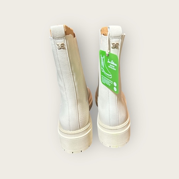 Sam Edelman Wellington Ivory Leather Lug-Sole Chelsea Boots 8.5W Water-Repellent - Picture 2 of 9